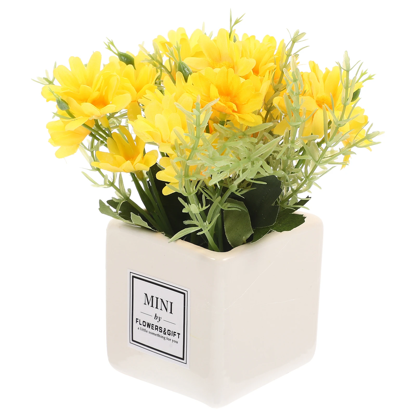 

Artificial Flower Bonsai Yellow Daisy Decoration Fake Potted naments Imitation Office Home Indoor Outdoor NonFading WealthSymbol