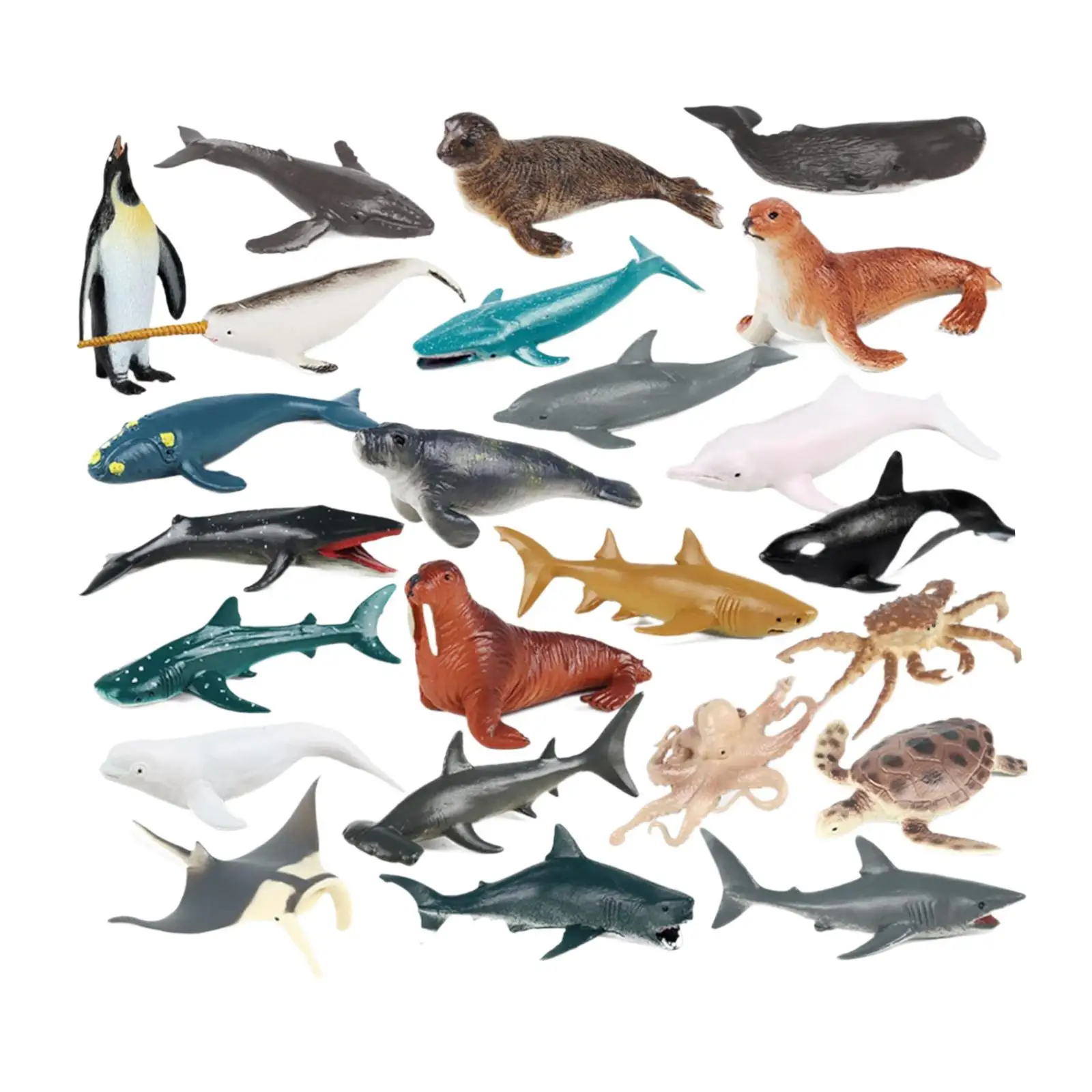 24Pcs Marine Animal Figures Artificial Animals Model Toy Realistic Animals Model