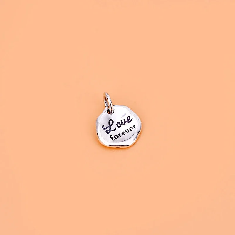 S925 Sterling Silver Vintage English Label Pendant Handmade DIY bracelet Necklace Jewelry accessories for women