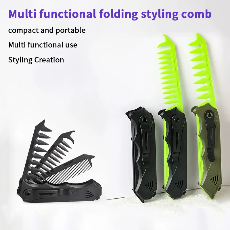 Professional 3 In 1 Pocket Folding Comb Wide Tooth Oil Head Beard Comb Hair Clipper Comb Salon Barber Hair Styling Tool