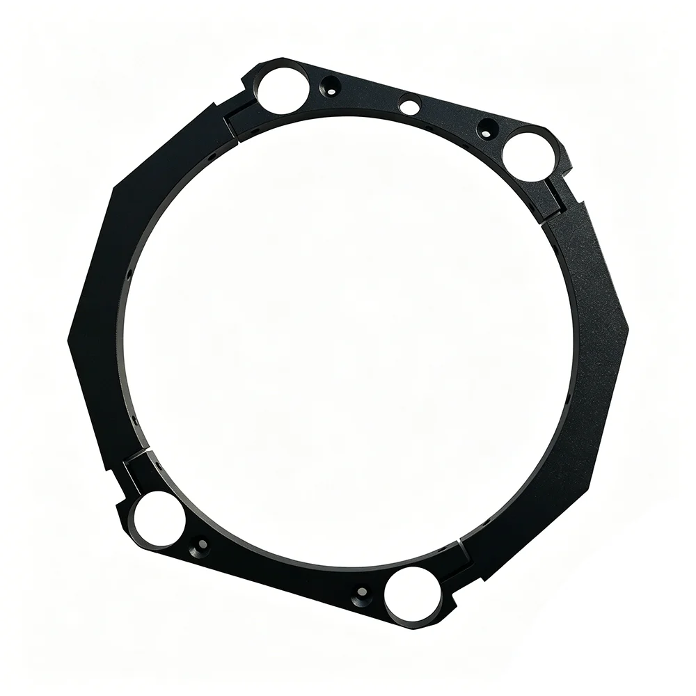 Custom CNC precision machined black ring-shaped parts for mechanical assembly, lens adapters, and industrial accessories cnc