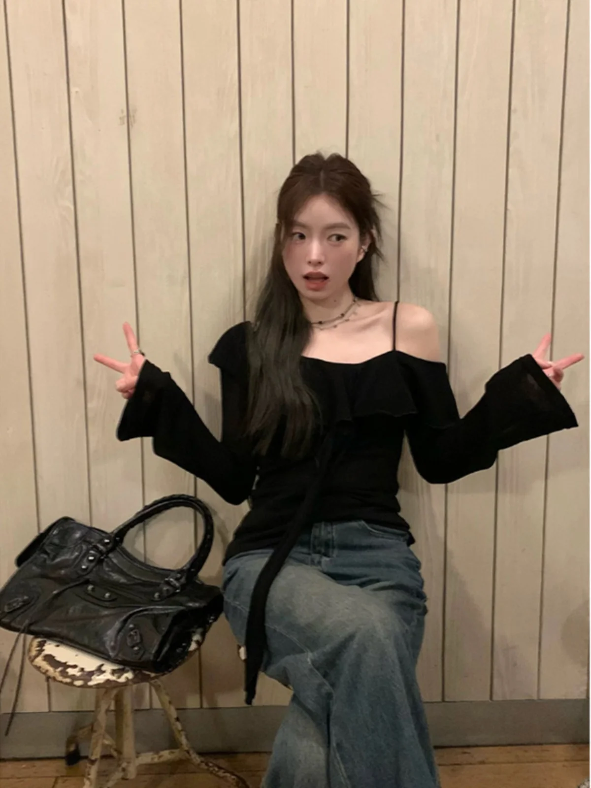 

Sweet And Spicy Sle Women's Slim Fit ort Length Asymmetrical oulder Long Sve Base irt Commute Sle Knitted Top