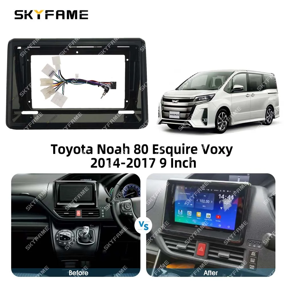 Skyالشهرة-مجموعة مهايئ إطار سيارة ، فك الترميز ، راديو أندرويد ، تركيب لوحة ، مجموعة لوحة لتويوتا نوح 80 Esquire Voxy