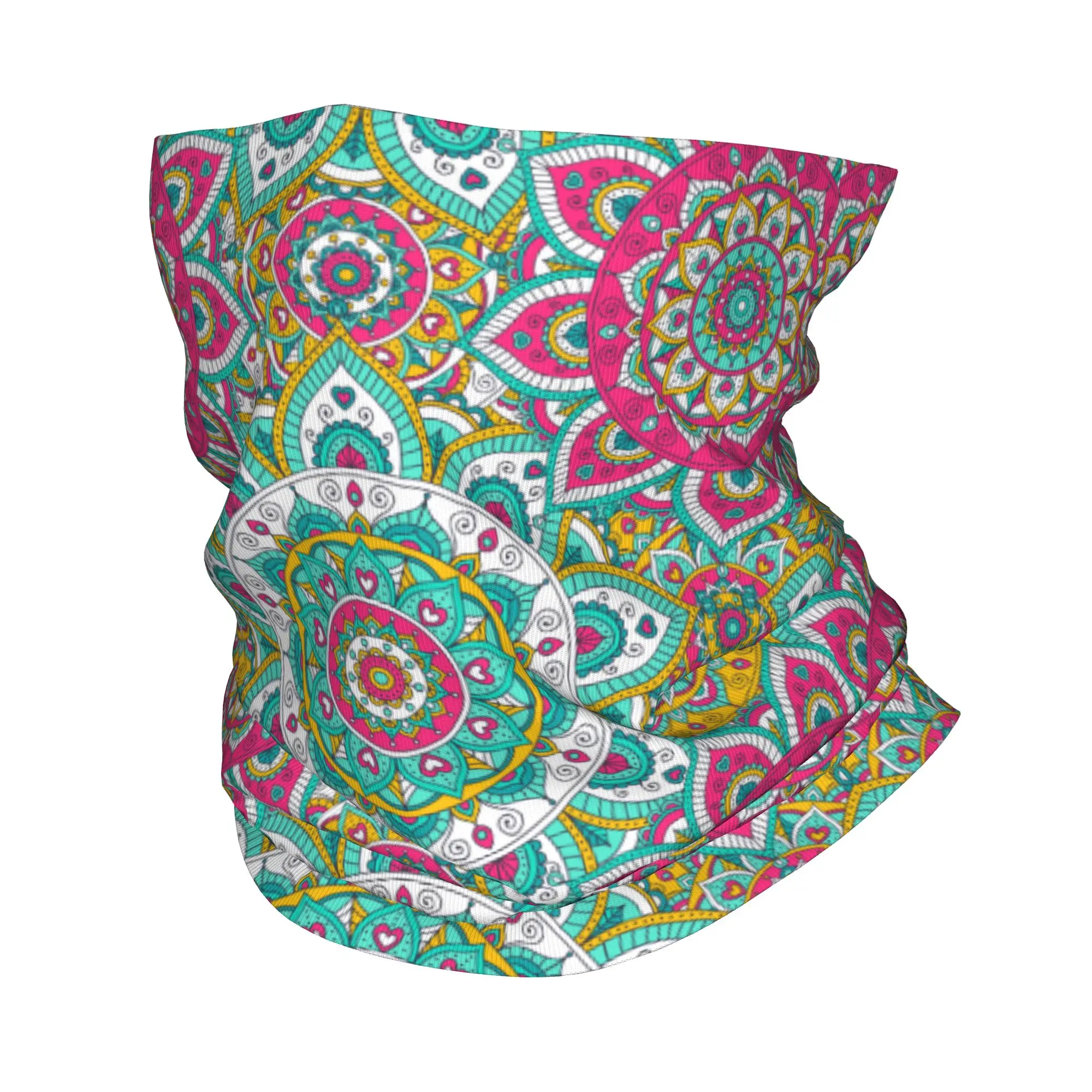 Bohemia Ethnic Mandala Flower Pattern Bandana Neck Gaiter UV Protection Face Scarf Cover Men Women  Headwear Tube Balaclava