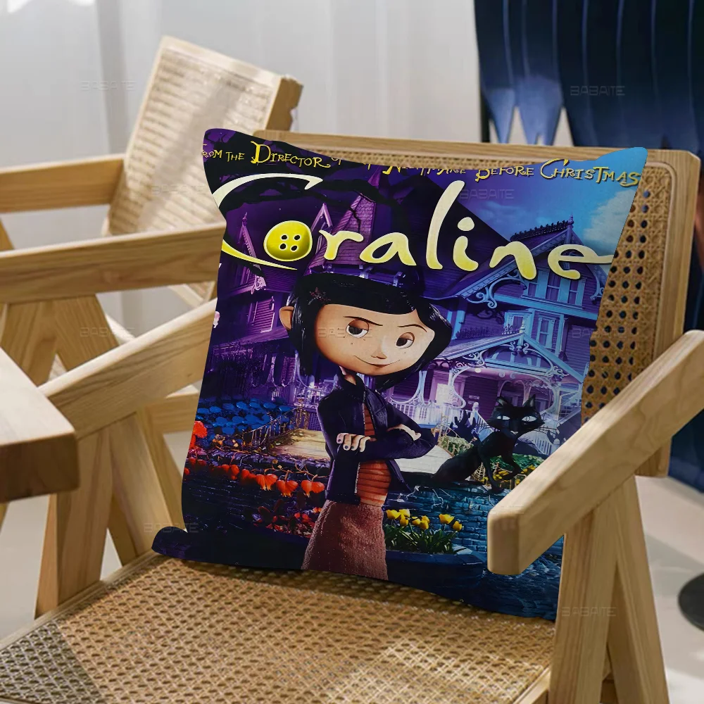 Anime Movie C-Coraline Pillowcase Toon Gift Cushion Cover Bedroom Home Sofa Chair Seat Decor Pillow Case