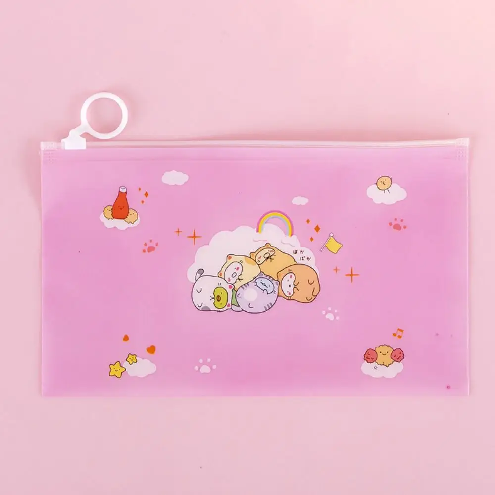 

Large Capacity Pvc Zipper Pouch Waterproof Zipper Type File Bag Cartoon Portable Zip File Folders School Office Supplies