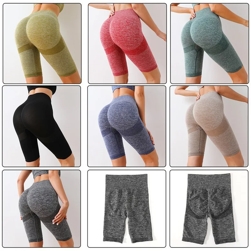 

Women Butt Lifting Yoga Shorts Elastic Workout High Waist Tummy Control Ruched Booty Pants Seamless Gym Compression Tights New