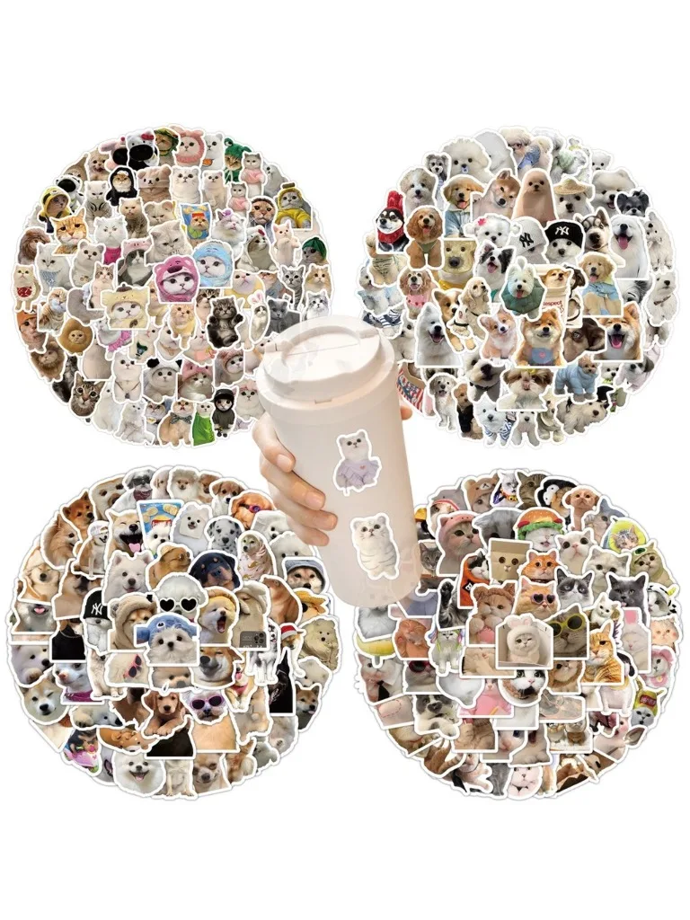 AliExpress NONE 100PCS Pet Realistic Puppy and Cat MEME Graffiti Stickers for Helmet Bicycle Hand Account Pencil Case Decal Giajar Sticker Store