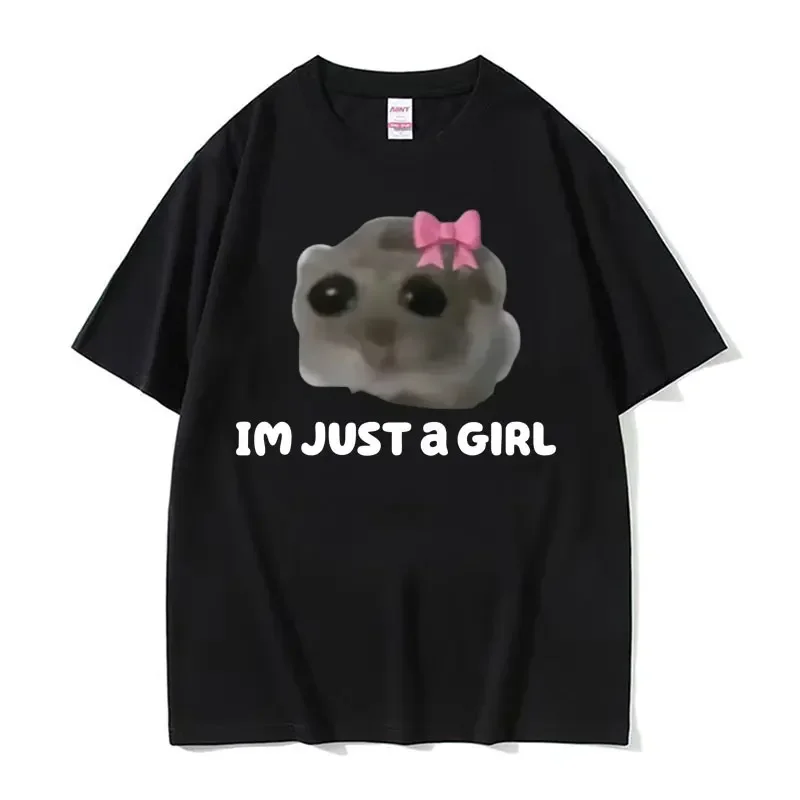 Funny Trendy Cute Kawaii Sad Hamster Meme T Shirt Men Women Summer Fashion Vintage Tee Shirt Casual Oversized T-shirt Streetwear