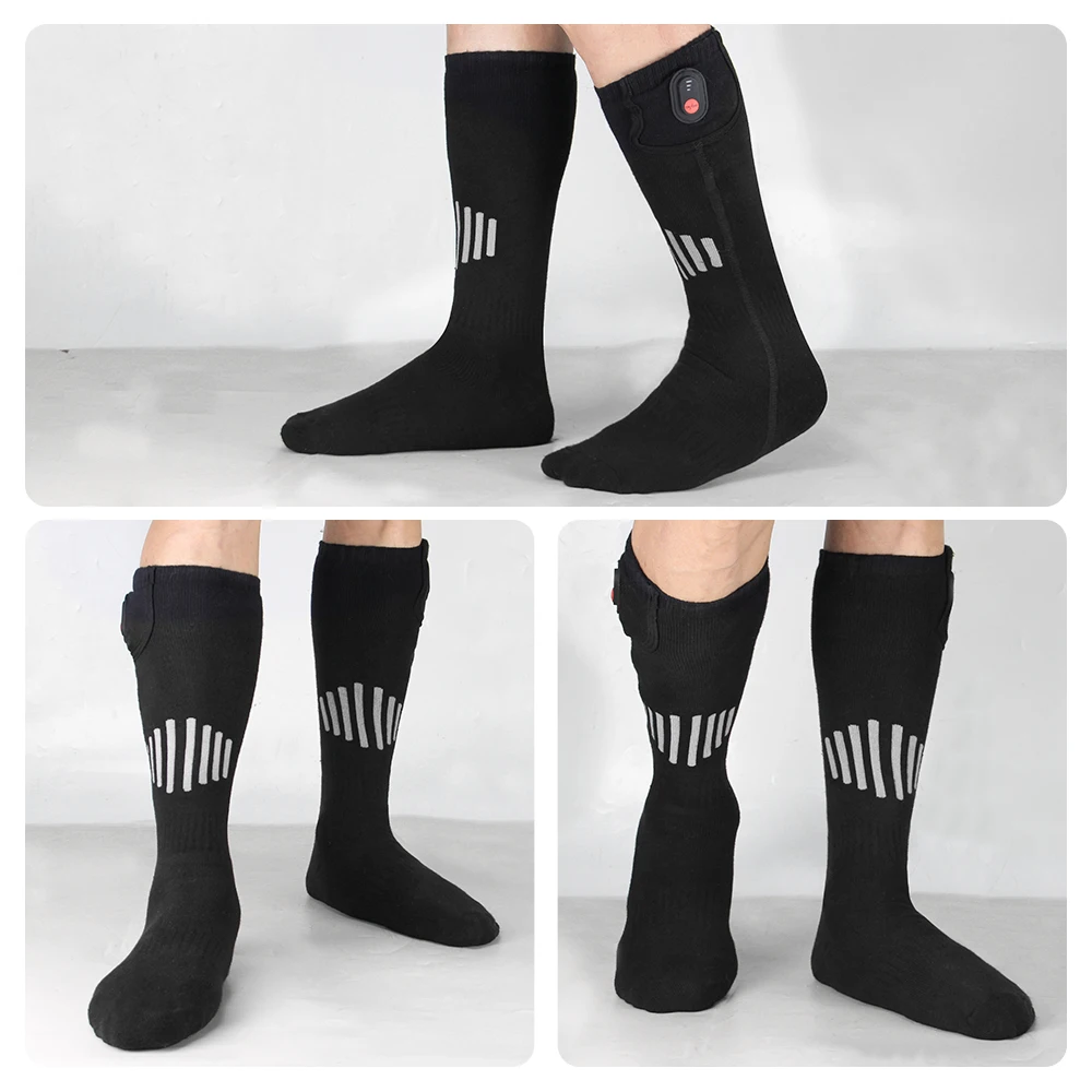 Calcetines calefactables Calcetines térmicos Invierno Cálido Moto de nieve Esquí Calcetín calefactor Recargable 65 ℃   Calentador de pies con calefacción térmica para deportes al aire libre