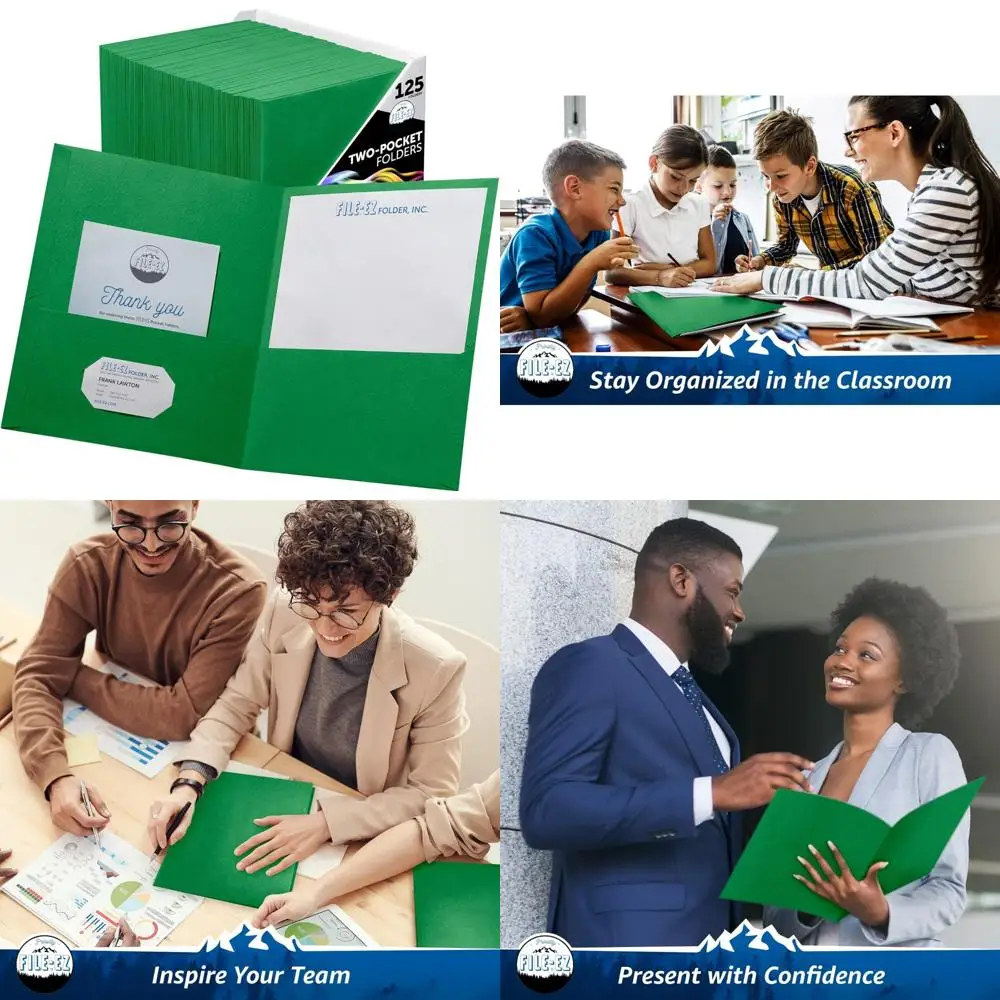 

Зеленые папки с двумя карманами, текстурированная бумага, упаковка 125 шт. (EZ-32460)