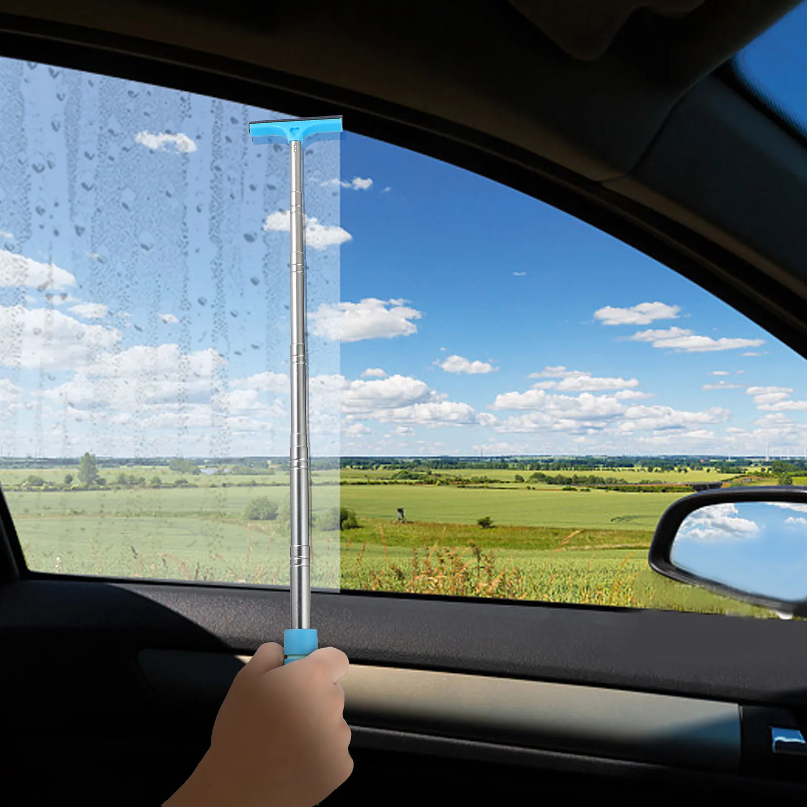 4Pcs Retractable Mini Car Mirror Squeegees Telescoping Side Mirror Water Wipers Car Windshield Cleaner Tool Small Squeegee