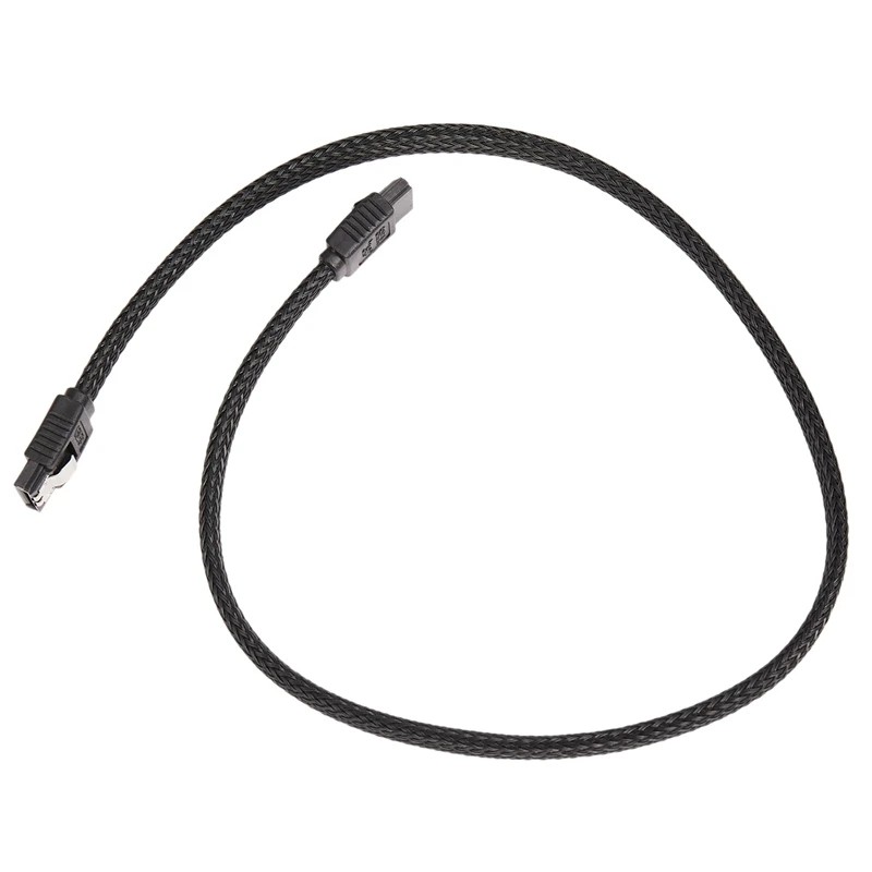 RISE-5Pcs 50CM SATA 3.0 III SATA3 7Pin Data Cable 6Gb/S SSD Cables HDD Hard Disk Data Cord With Nylon Sleeved (Black)