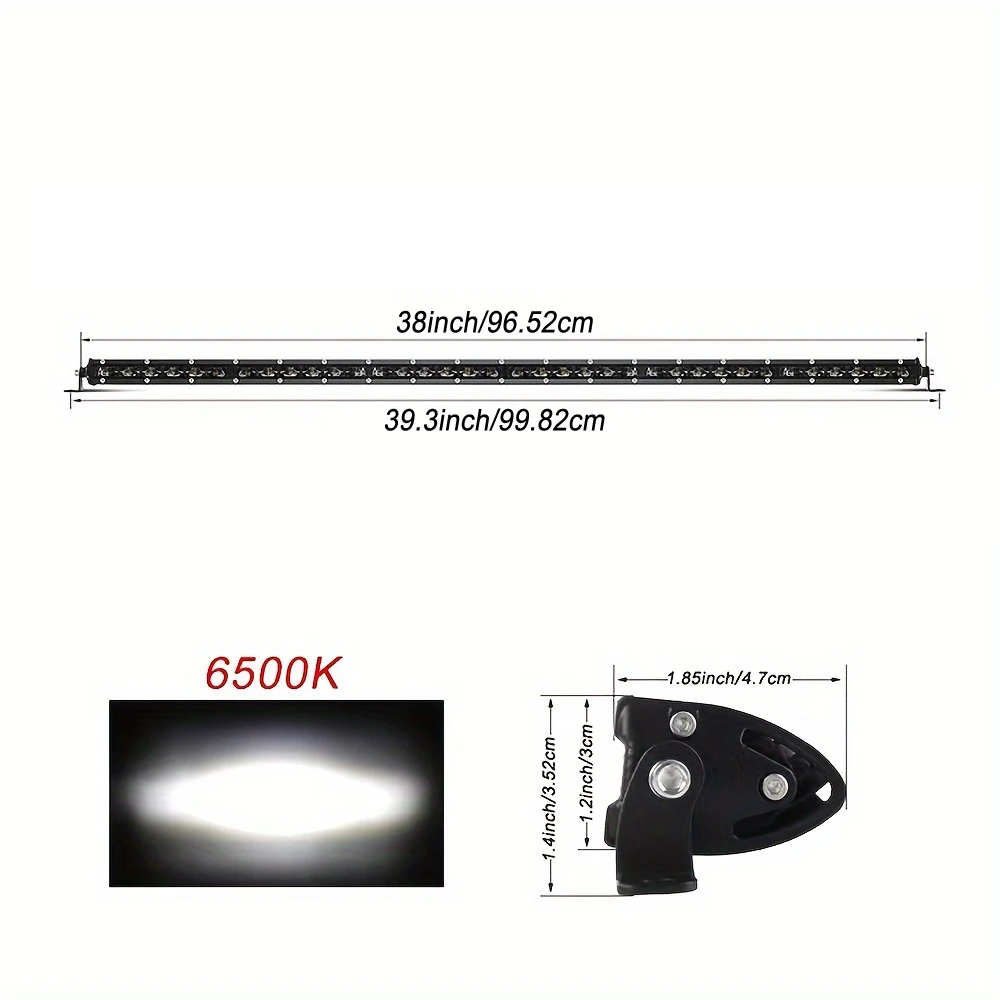 38 inch Led Light Bar 6D Slim Driving Lamp Work Light 4x4 Led Bar for Motorcycle Off Road SUV ATV Tractor Led Work Light 12V 24V
