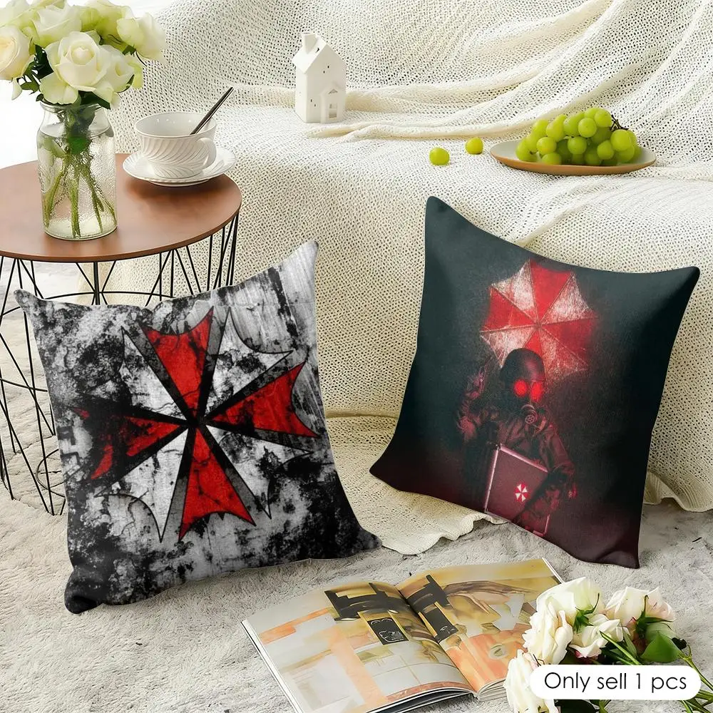 Game R-Resident E-Evil Cushion Cover Natural Linen Organic Fabric Double-Sided Printing Sofa Home Decor Gift Pillow Case