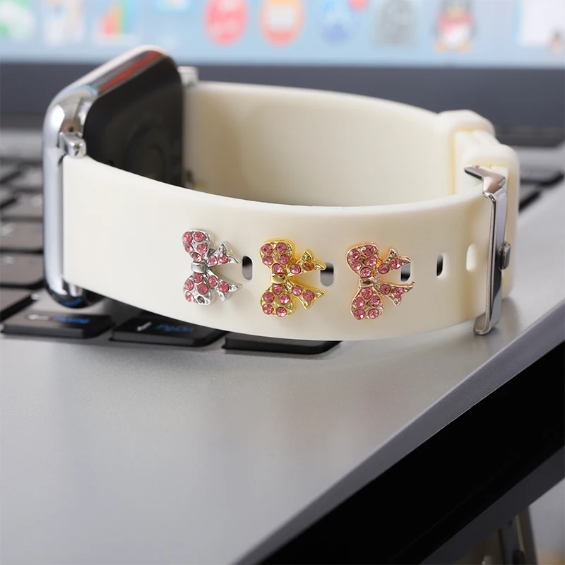 Ciondoli decorativi per cinturino sportivo Bow-knot Cute Watchband Jewelry Charm per Iwatch bracciale in Silicone accessori Charms Nail