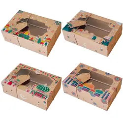 4/8/12/24PCS Eid Mubarak Kraft Paper Gift Box Candy Cookie Packaging Bag Ramadan Kareem Decor Islamic Muslim Party Supplies