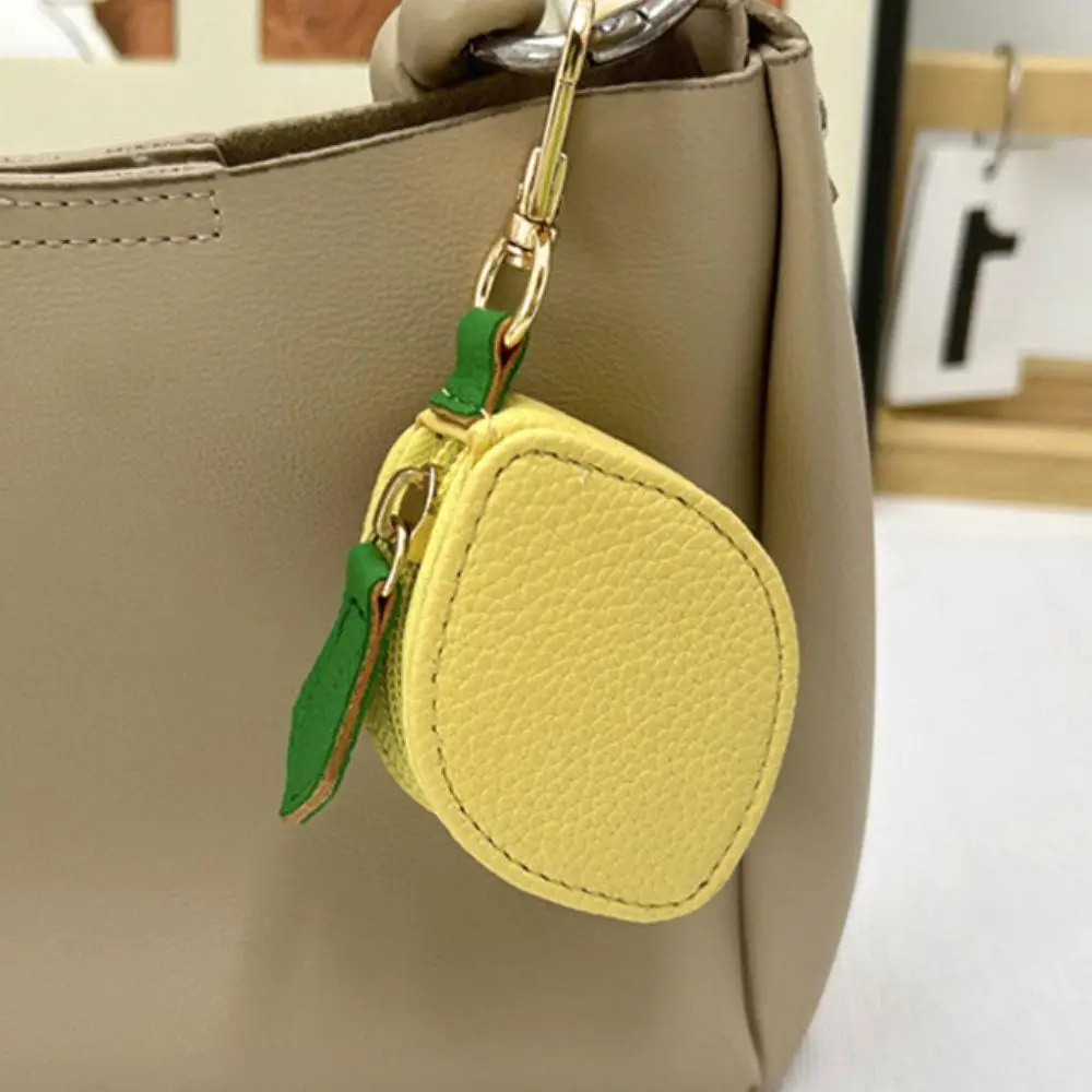 

Charming lemon shape Mini fruit Coin Purse Bag Charms pouch for Women Sweet Style Wallet Bags Pendant keychain Gifts Girls Ins