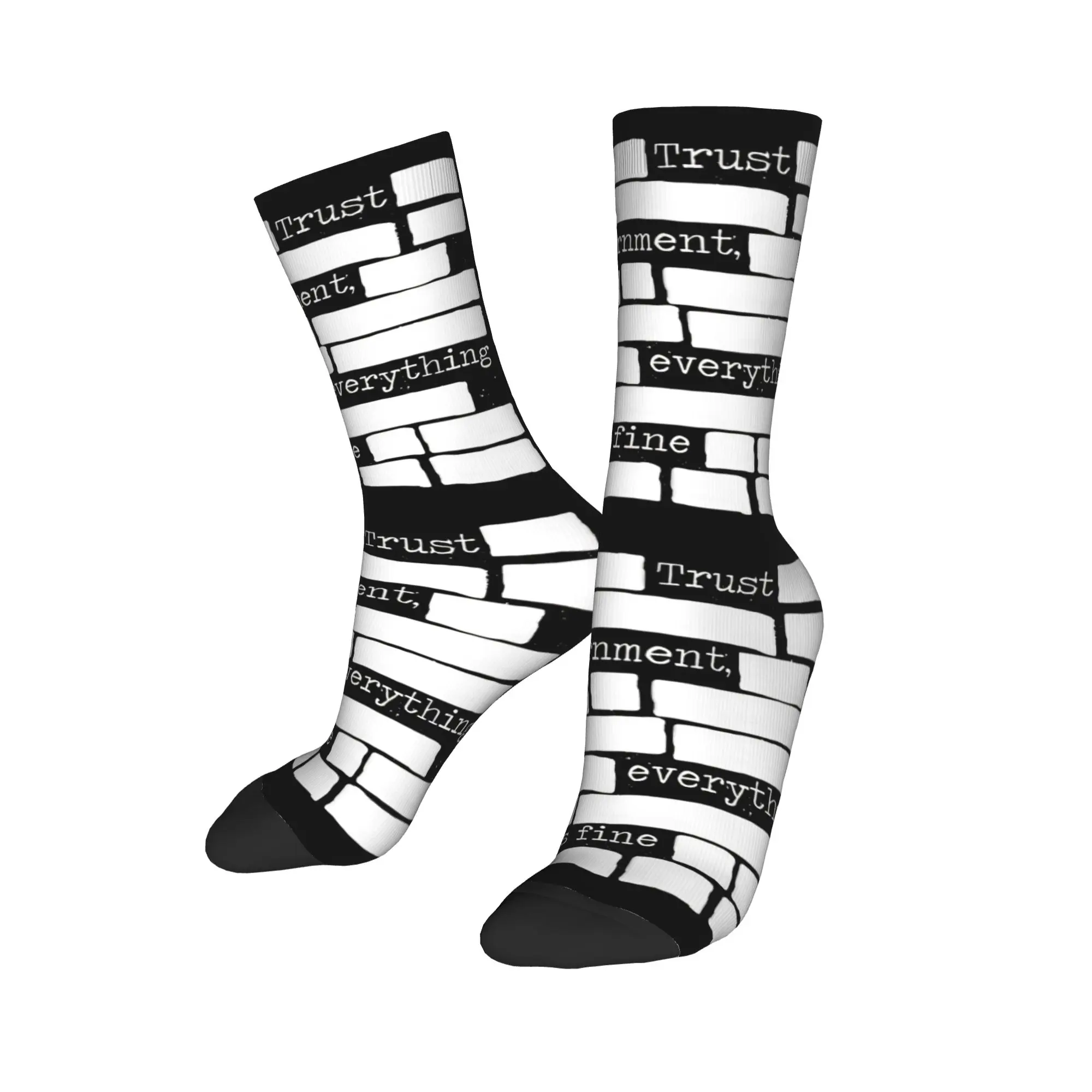 

Everything Is Fine Trust Your Government Basketball Socks Sayings Polyester Long Socks for Women Men Sweat Absorbing,
