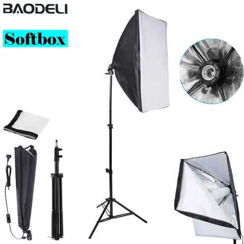 Equipamento fotográfico estúdio fotográfico fotografia caixa macia kit com vídeo tripé 50x70cm softbox caixa de foto com suporte da lâmpada e27