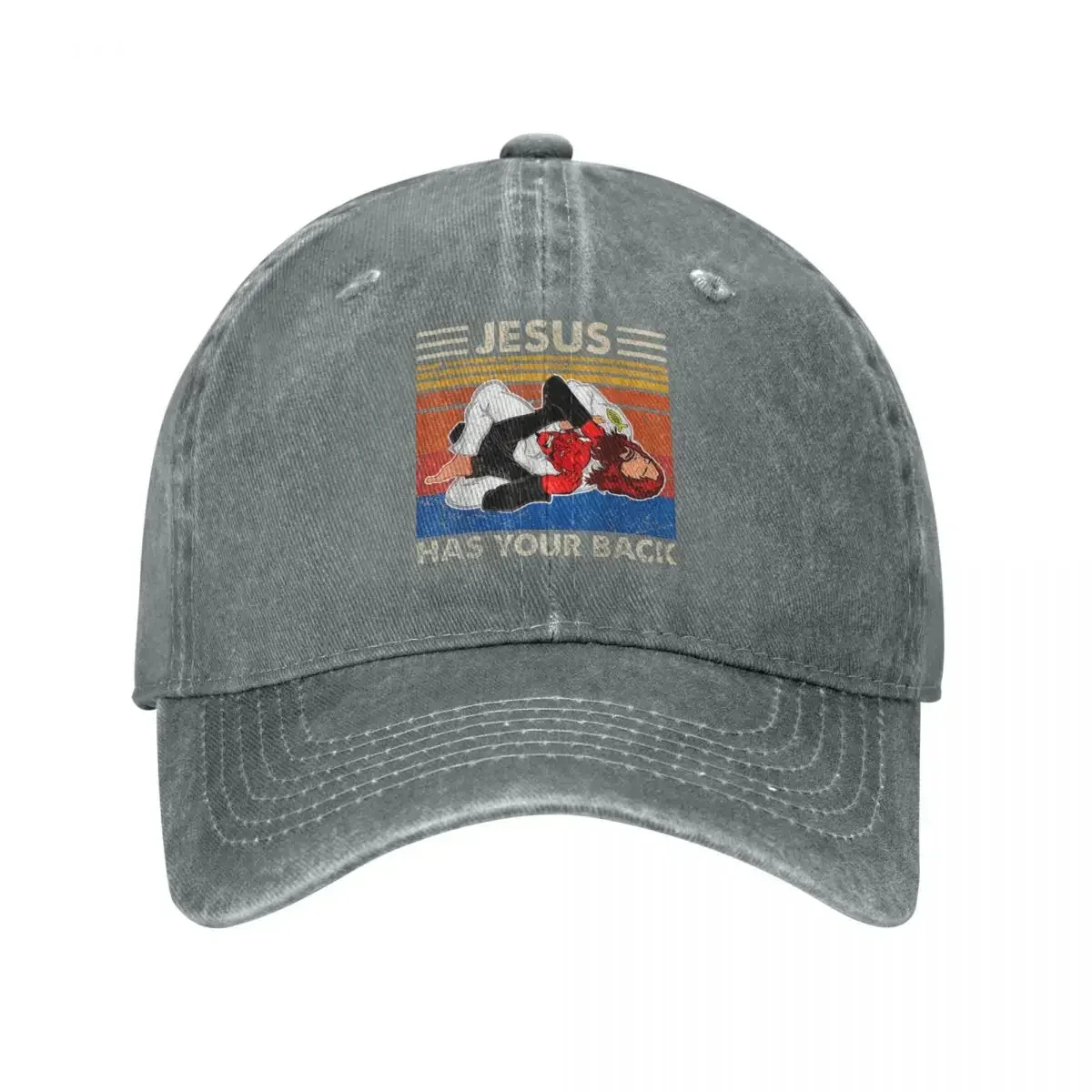 

Fashion Ponytail Baseball Cap Cowboy Hats Bone Jesus Has Your Back Summer Cap BJJ MMA Jiu Jitsu Washed Washed Casquette Vintage