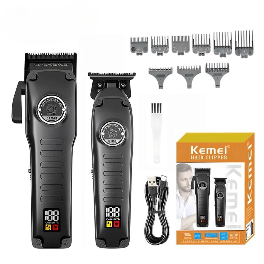 KM-1827 Electric Clippers Kit Professional Hair Trimmer Cordless Rechargeable Hair Cutting Machine For Strong Power