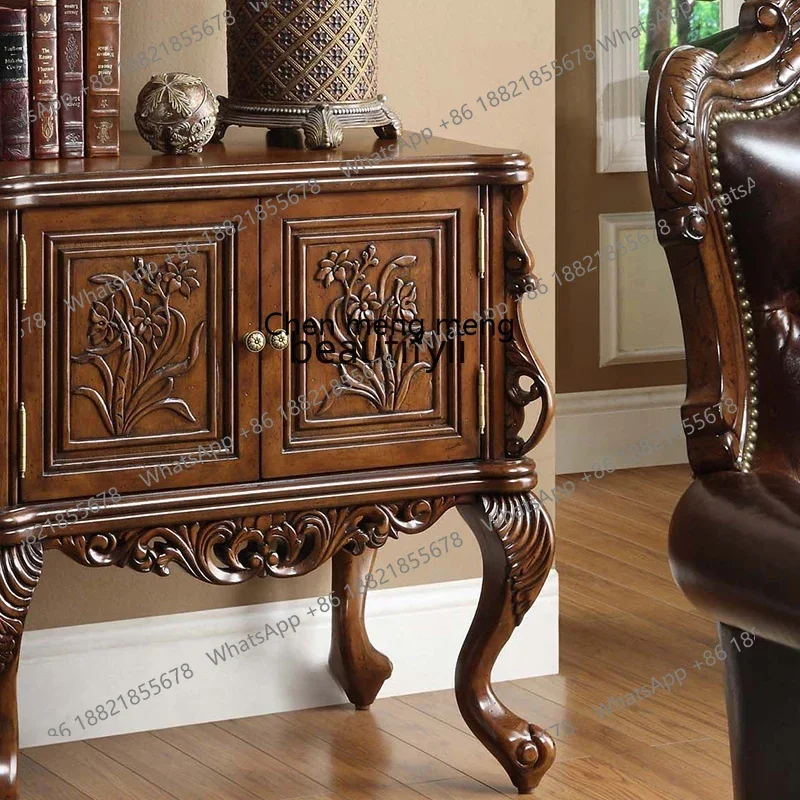 D178 Gabinete de madera maciza antiguo de estilo americano, taquilla, decoración tallada de estilo europeo, gabinete de almacenamiento para el hogar, dormitorio