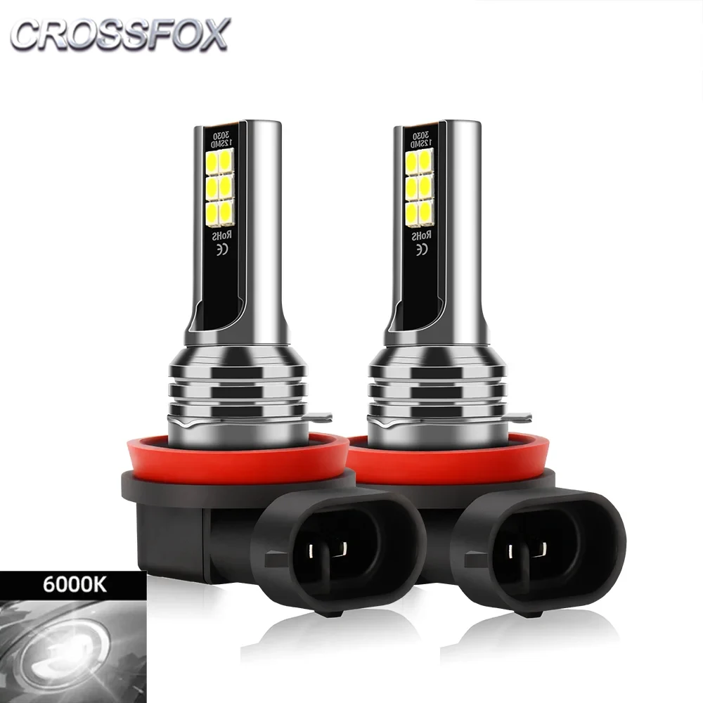 CROSSFOX 2 Stück Auto-Nebelscheinwerfer LED-Birnen H8 H9 H11 70W 13000LM 9005 HB3 9006 HB4 6000K Canbus Ultra LED 12V Auto-Nebellampe Glühbirnen