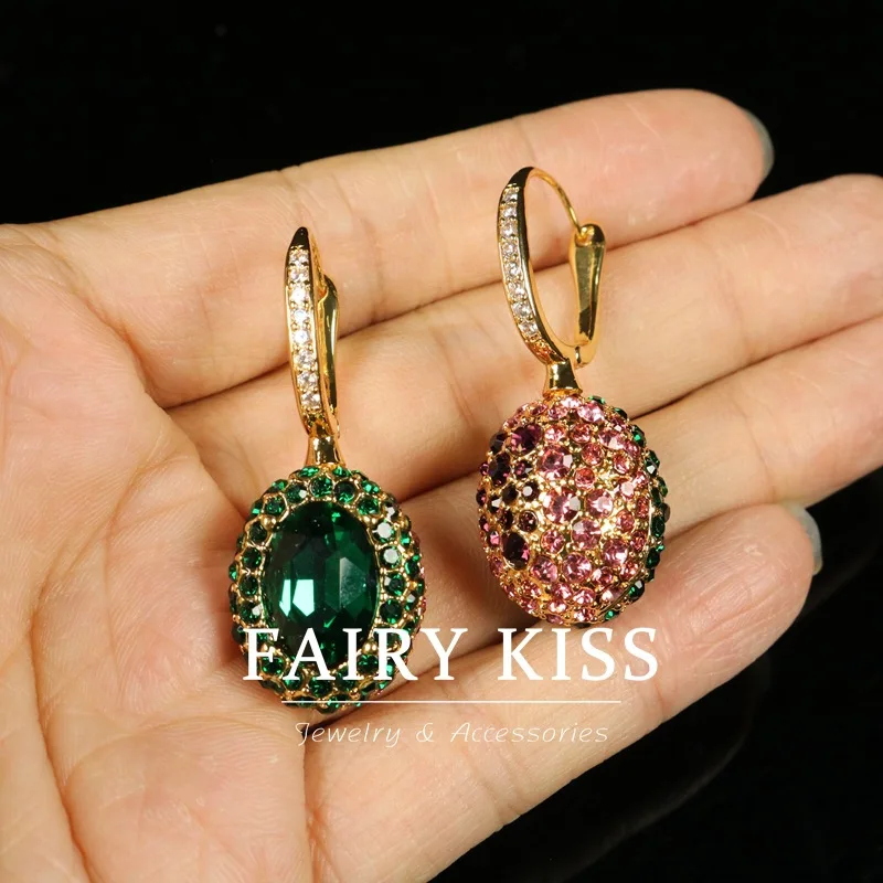 

colorful treasure earrings diamonds AB temperament versatile earrings сережки жіночі