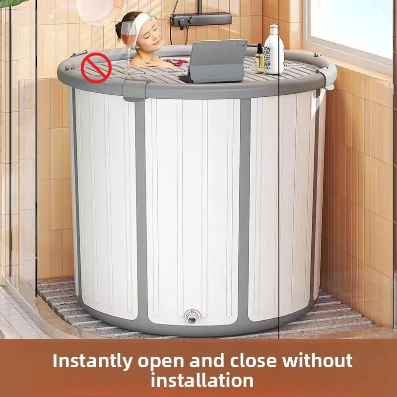 Hot Tub Bathtub Warm Temperature Folding Spa Tub Children Kids Collapsible Baby Bath Tub Inflatable Portable Bath Tub Family