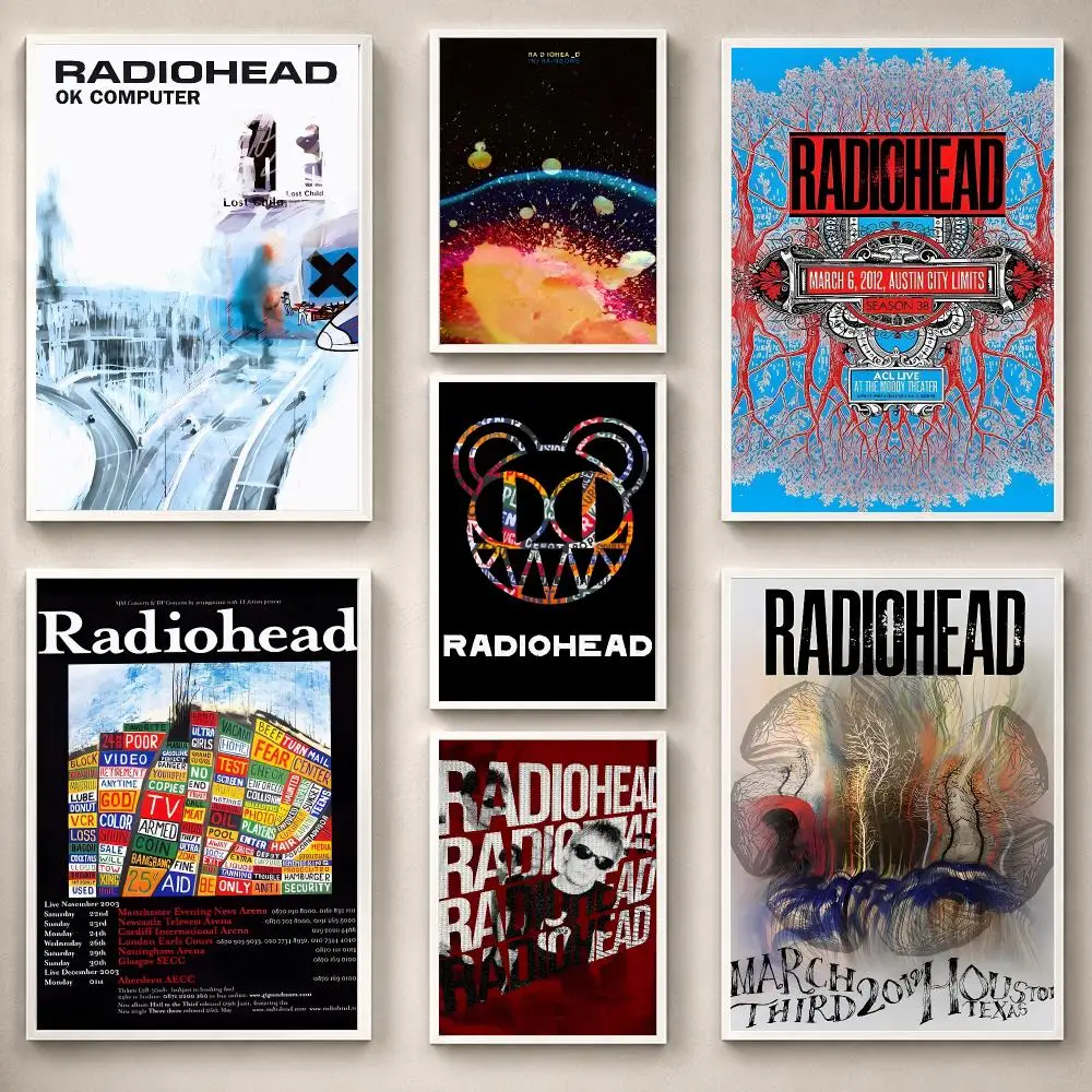 Band R-Radiohead Poster PP Self-Adhesive Removable HD Waterproof Wall art Suitable Bedrooms Living Rooms Gifts