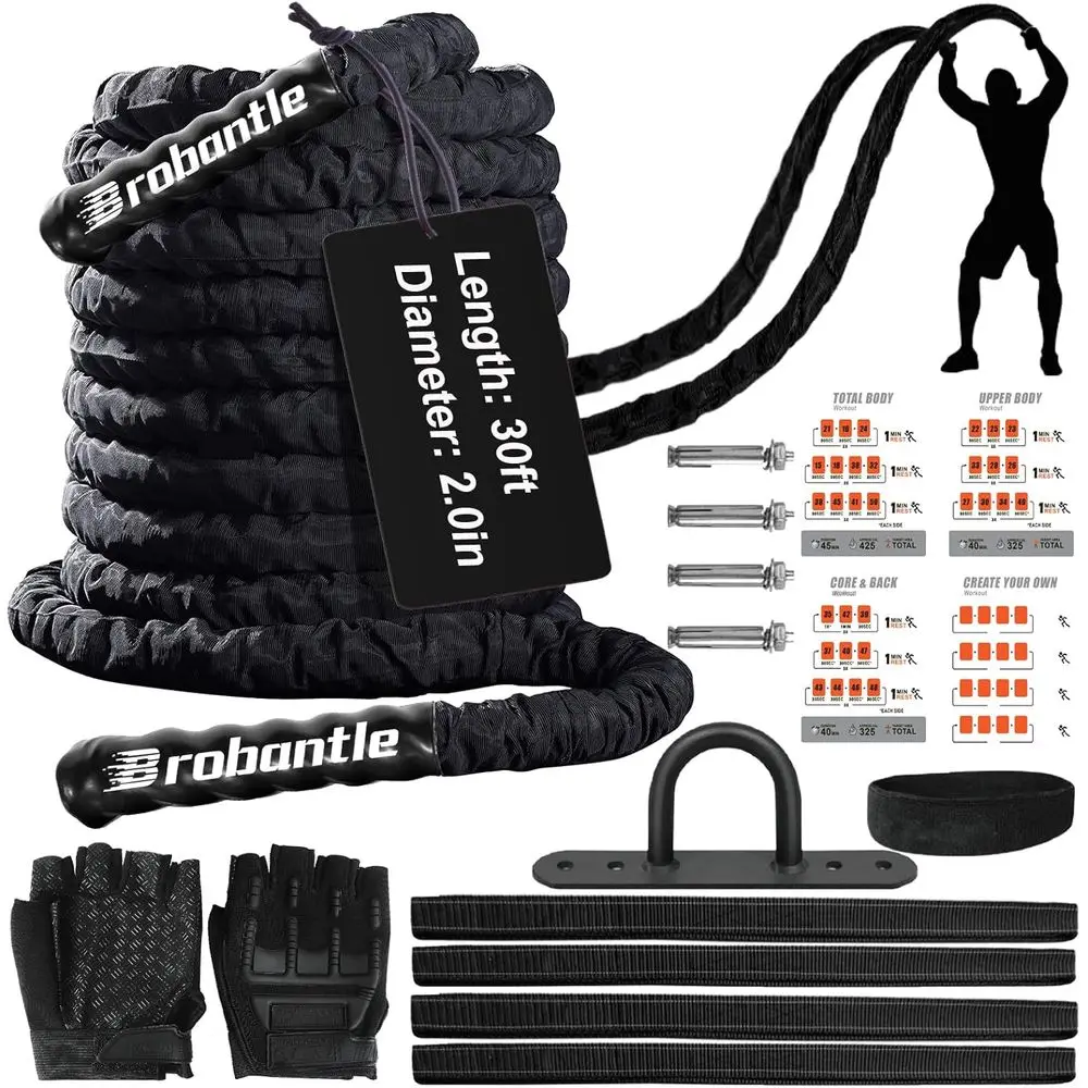 

Pink 30ft/40ft/50ft Heavy Duty Battle Ropes for Fitness Training and Home Gym Workouts