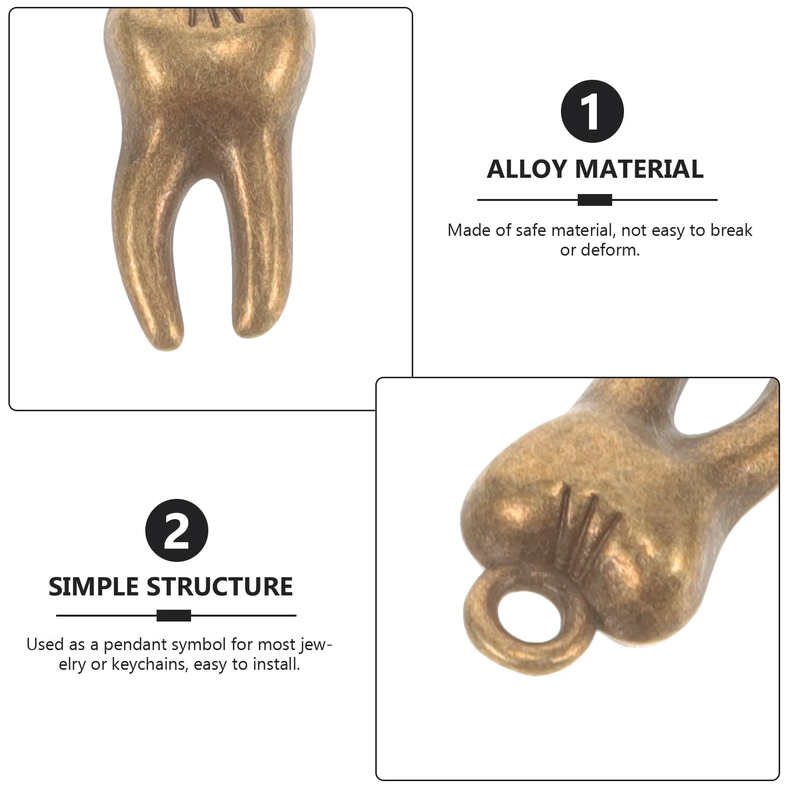 

100 шт. винтажных подвесок-шармов в виде зубов из сплава для изготовления ювелирных изделий, рукоделия, декора брелоков, маленькие украшения в виде зубов