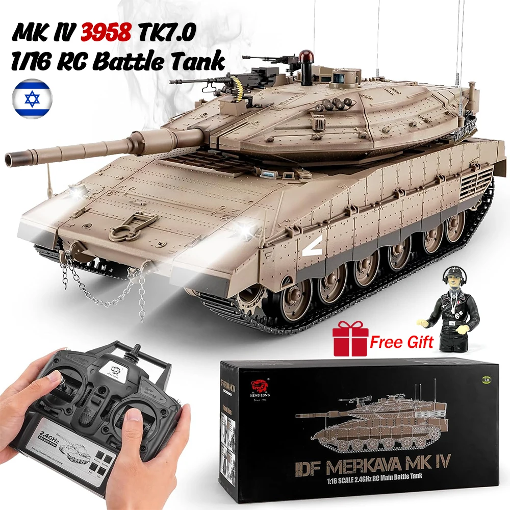 Heng Long RC Tank 3958 IDF Merkava MK IV 1/16 Battle Tank 2.4GHz Remote Control Vehicles with Sound & Light 320°Turret Rotation