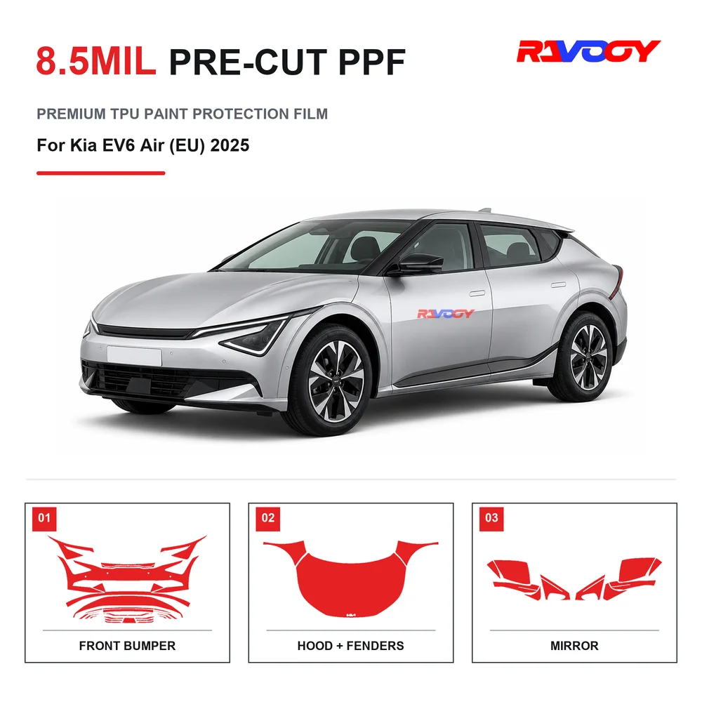 Precut PPF For Kia EV6 Air (EU) 2025 8.5mil TPU Clear Paint Protection Film Self Healing Hydrophobic UV Stone Chip Guard