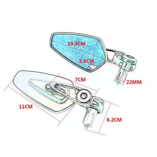 Imagen 2 del producto Espejos retrovisores universales de vidrio transparente para motocicleta, accesorios para manillar de Scooter, CNC, 7/8 pulgadas, 22mm