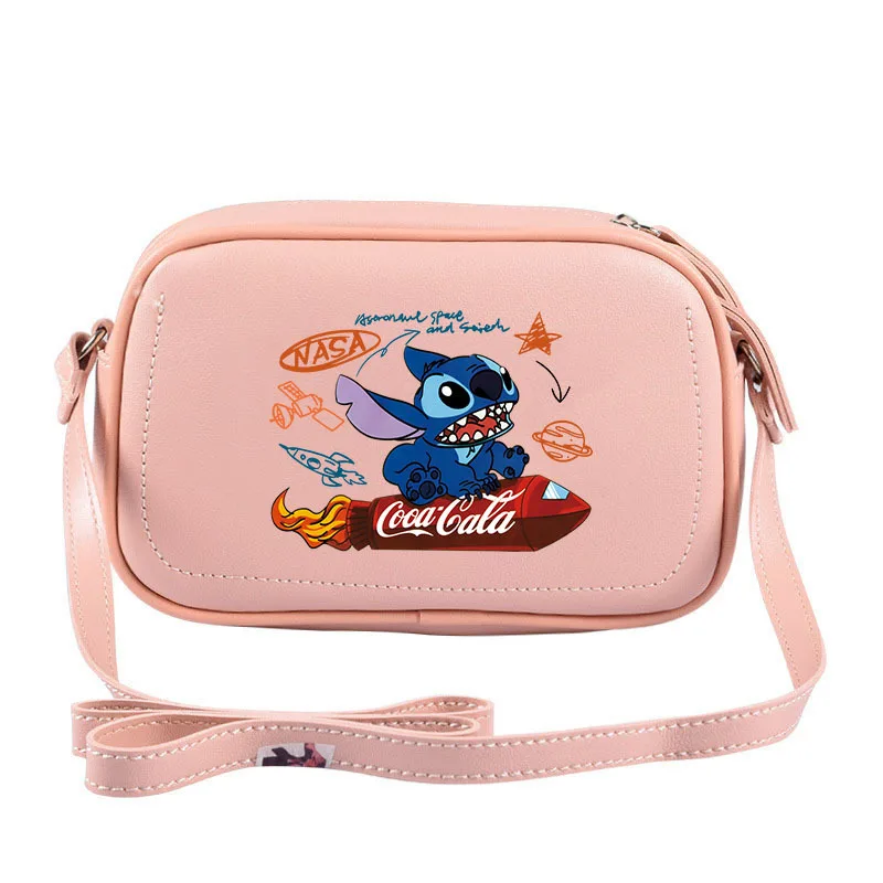 MINISO Disney z serii kreskówka śliczny ścieg torba Crossbody z nadrukiem torba na aparat mały torba kwadratowa torba na ramię z PU