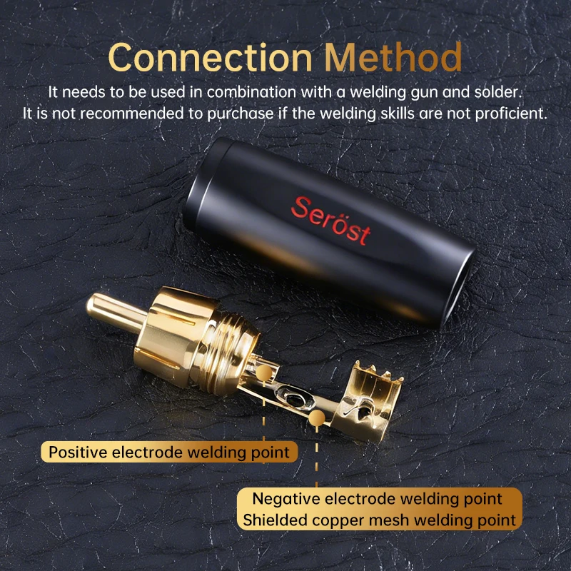 Serost HiFi-Audiokabel, vergoldeter Messing-RCA-Stecker, DIY-Verbinder, 4 mm bis 8 mm Durchmesser, unterstützt Audiokabel für HiFi-Systeme. – Detail 3
