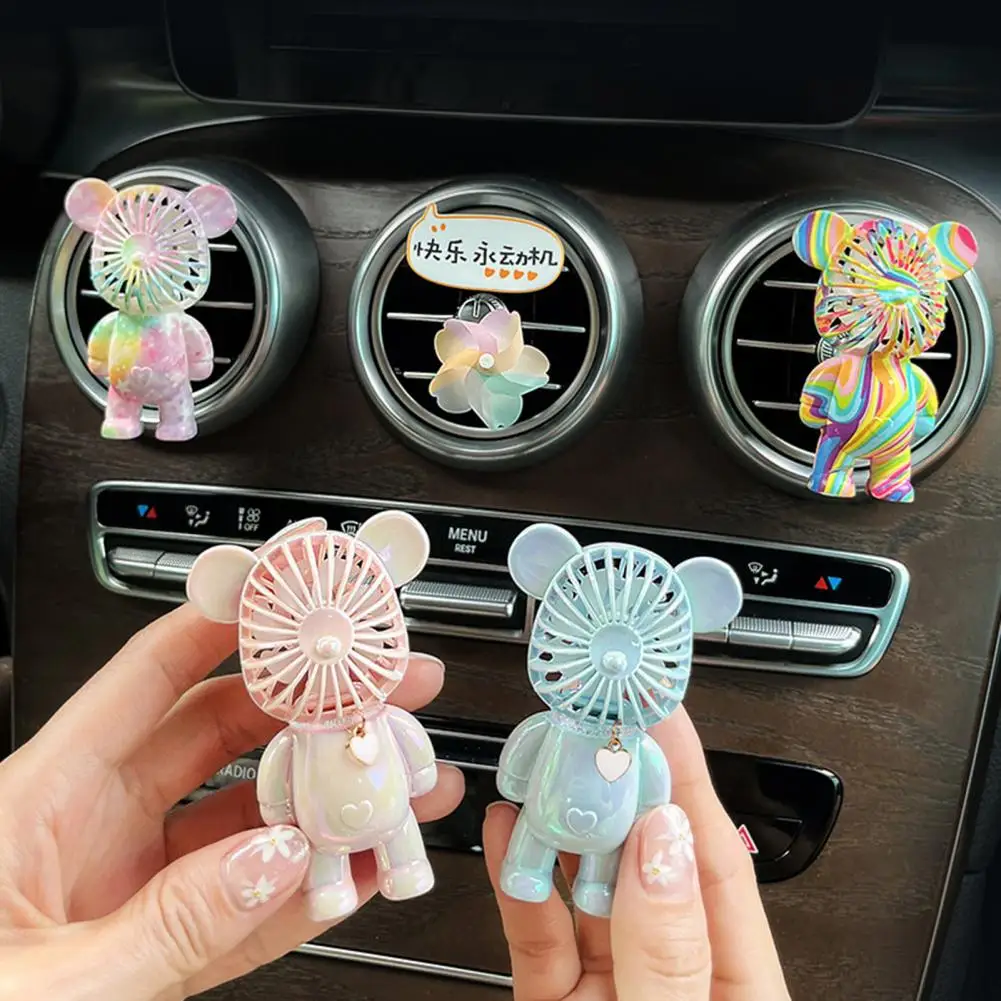 Car Air Freshener Vent Freshener Health Aroma Cartoon Bear Flower Vehicle Fragrance Diffuser SUV Truck Car Perfume Fan Vent Clip