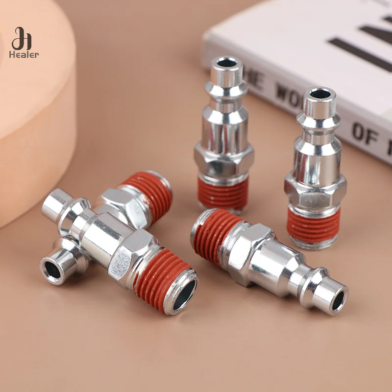 5Pcs 1/4 Inch NPT External Thread Pneumatic Quick Coupling Male Connector Compressor Release Connectors Air Line Fitting