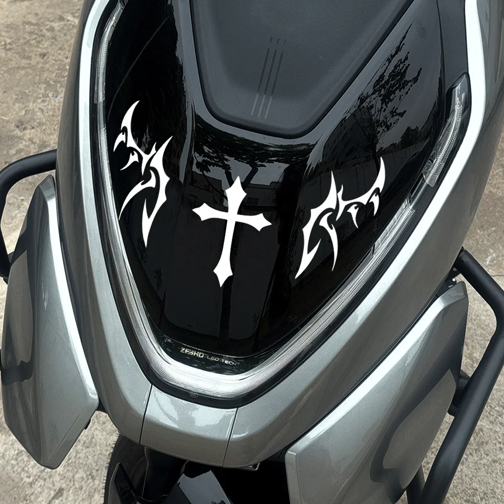 Gothic Tribal Cross Motorcycle Sticker Waterproof Vinyl Decal for Fairing Side Panel Fuel Tank Helmet Car Window Decor