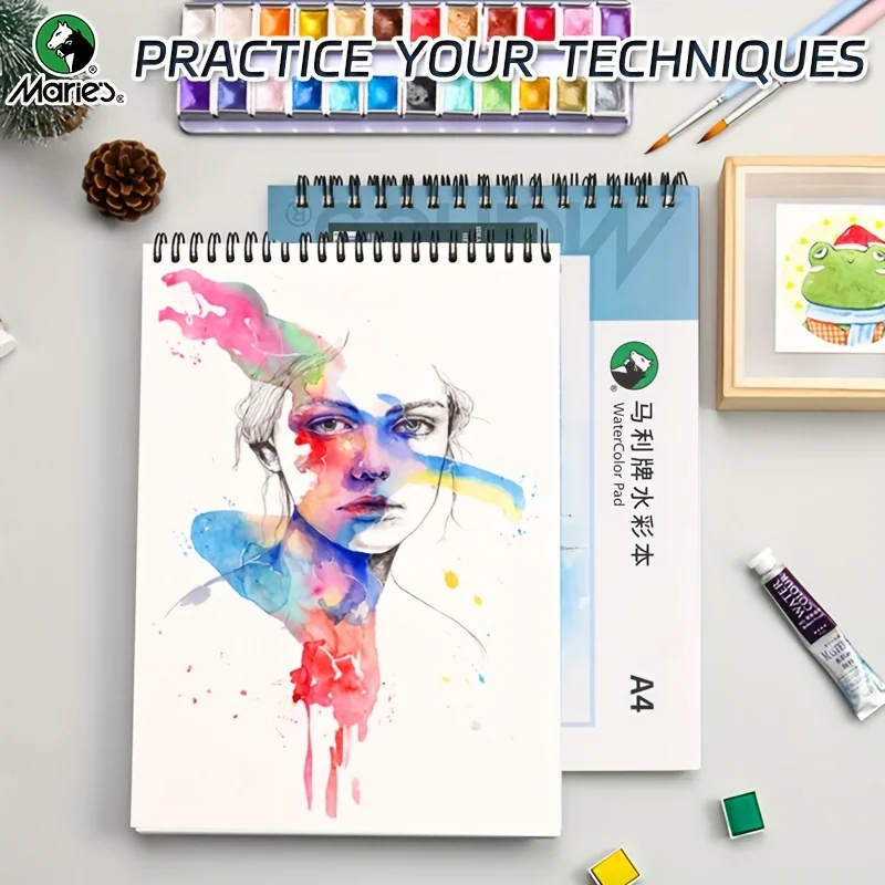 25 Sheets Marie's Watercolor Pad 16k/A4/8k 230gsm/108lb for Drawing,Writing,Acrylic,Perfect Gift for Artists and Professionals