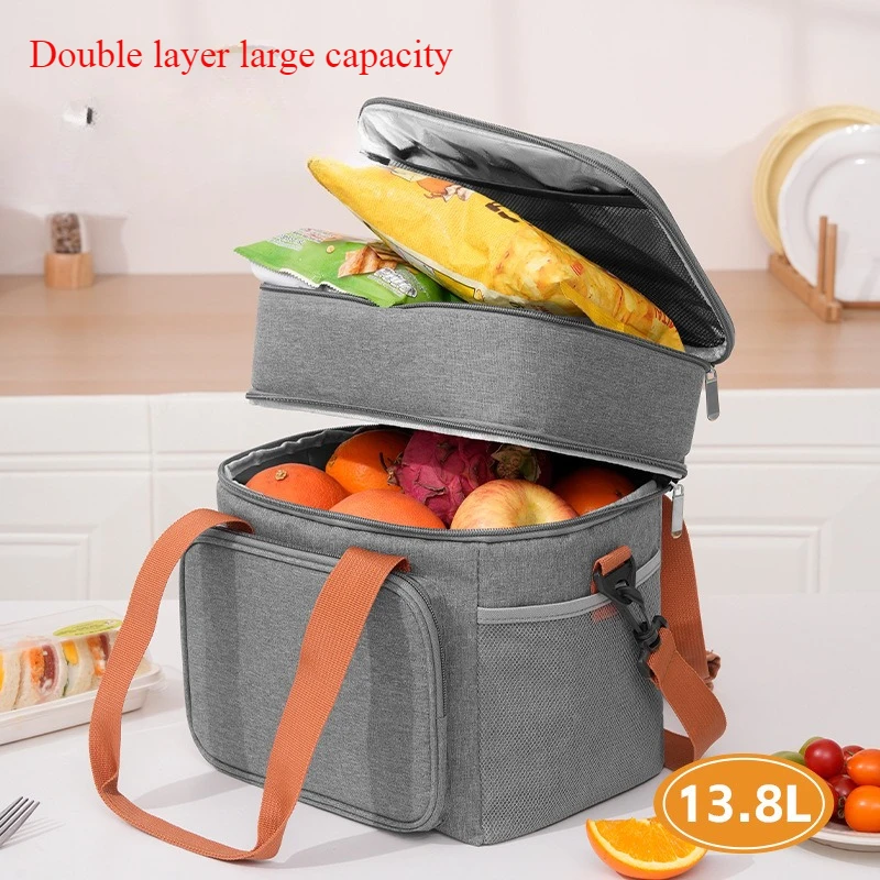 

13.8L Picnic Bag Heat Preservation Refrigeration Lunch Box Cooler Bags for Camping BBQ Family School Work Outdoor Camping Travel