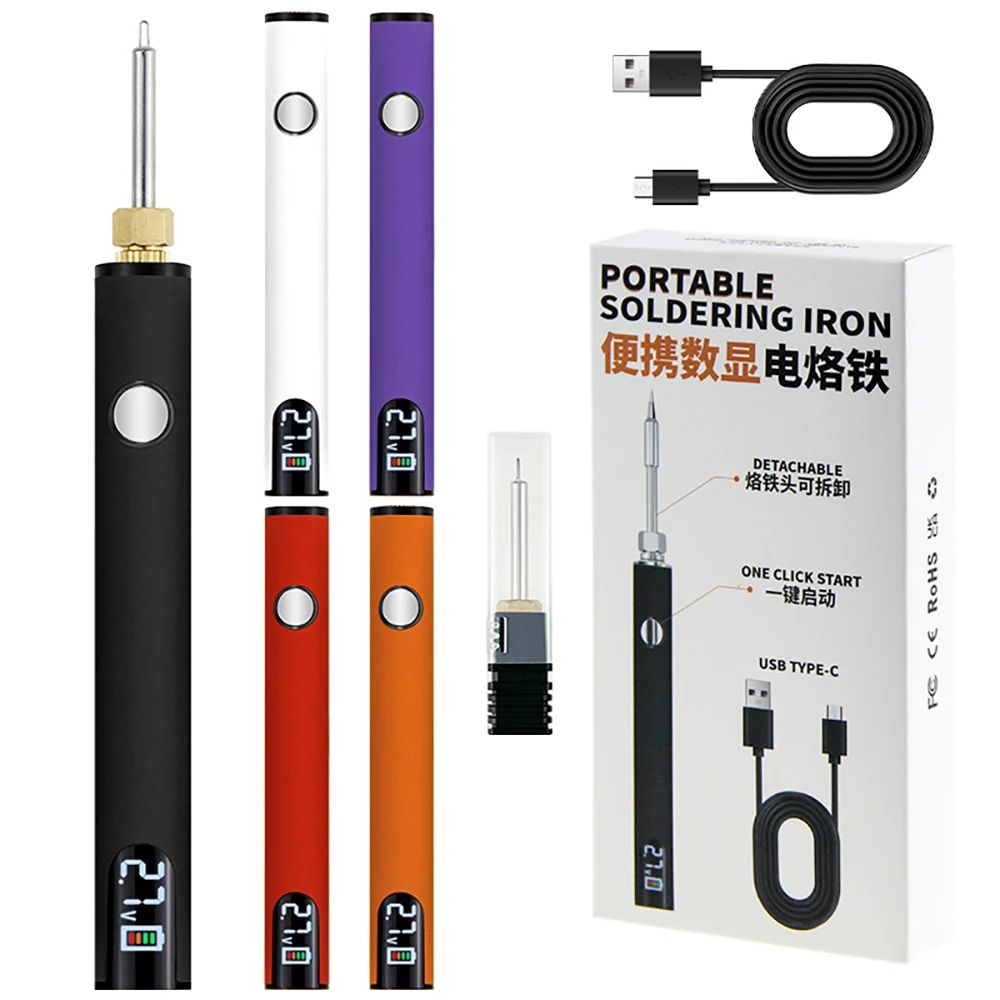 

510 Mini Soldering Iron Pen Kit Adjustable Voltage Portable USB Burning Pen Preheating Battery 400mAh Ideal for DIY Projects