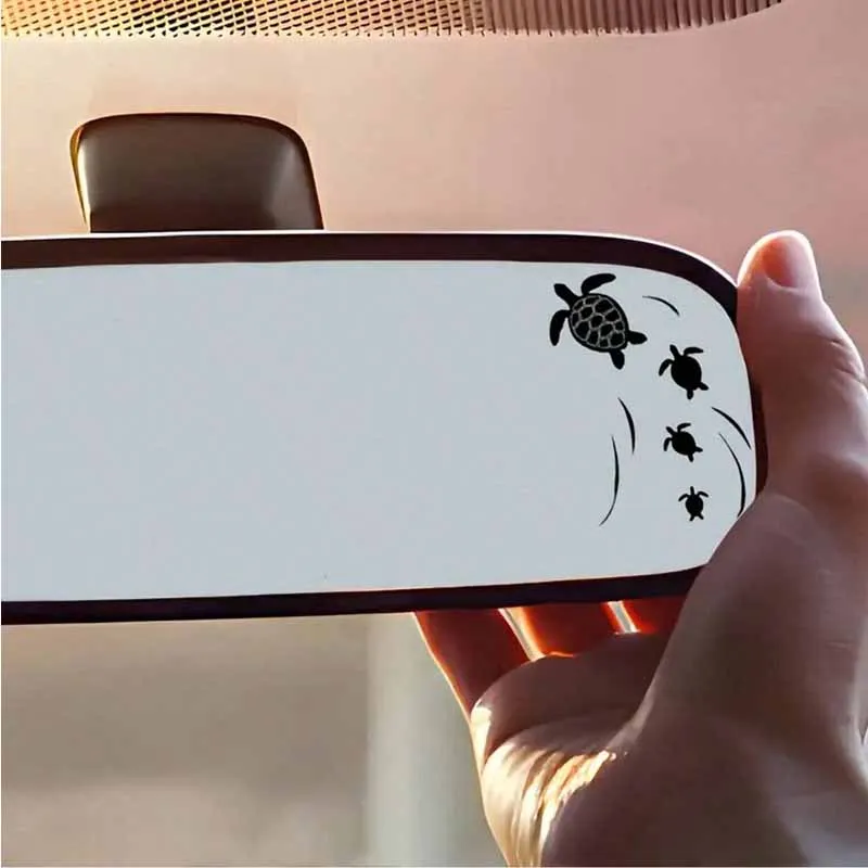 Cute Swimming Sea Turtle Rearview Mirror Sticker, Vinyl Decal for Car Motorcycle Universal DIY Scratch‑Cover Decor