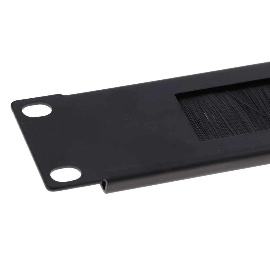 Aluminum Cable Management Brush Panel Black Cable Organizer for 19 Inch Rack Patch Panel System