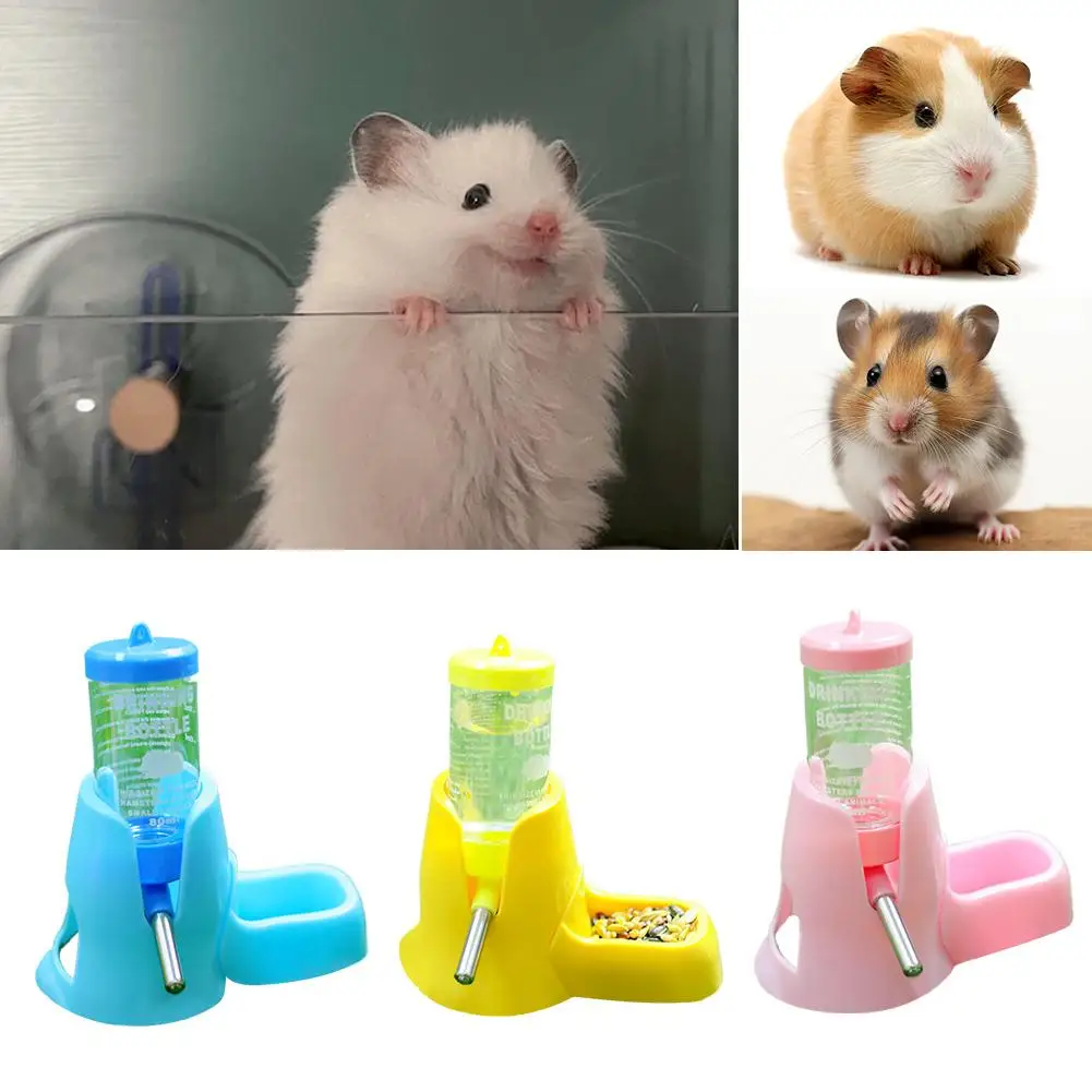 Hamster Ball Feeder and Water Bottle Food Grade Safe Material Gravity No Leak Design Easy Clean Modular for Small Pets G2S6