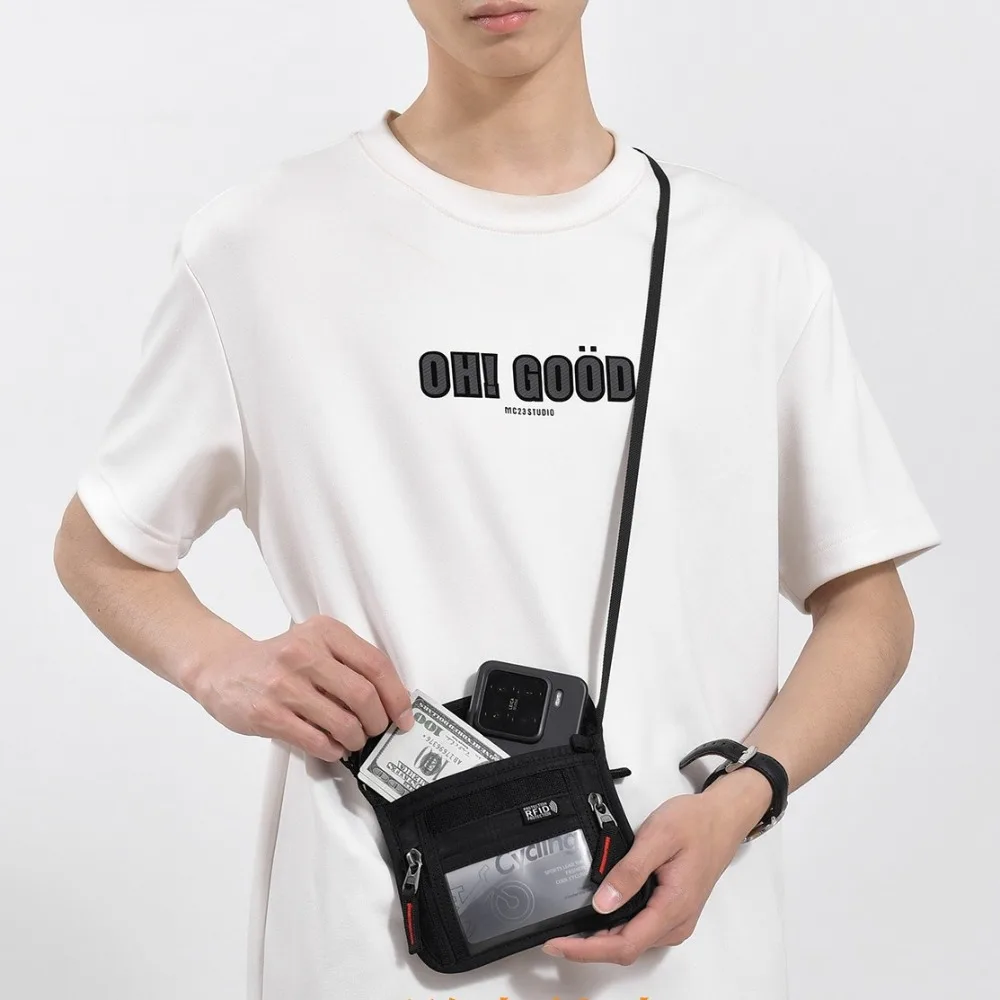 Novo saco de passaporte de viagem de náilon anti-roubo grande capacidade pescoço pendurado saco de documentos rfid bloqueio multi-bolsos titular do cartão de identificação