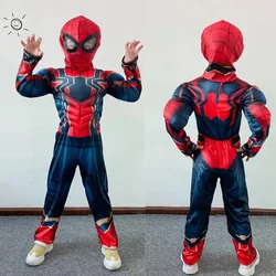 Spiderman przebranie na karnawał styl mięśniowy kostium wydajności dla dzieci superbohater rekwizyt Cos do odgrywania ról element ubioru na imprezę prezenty dla dzieci