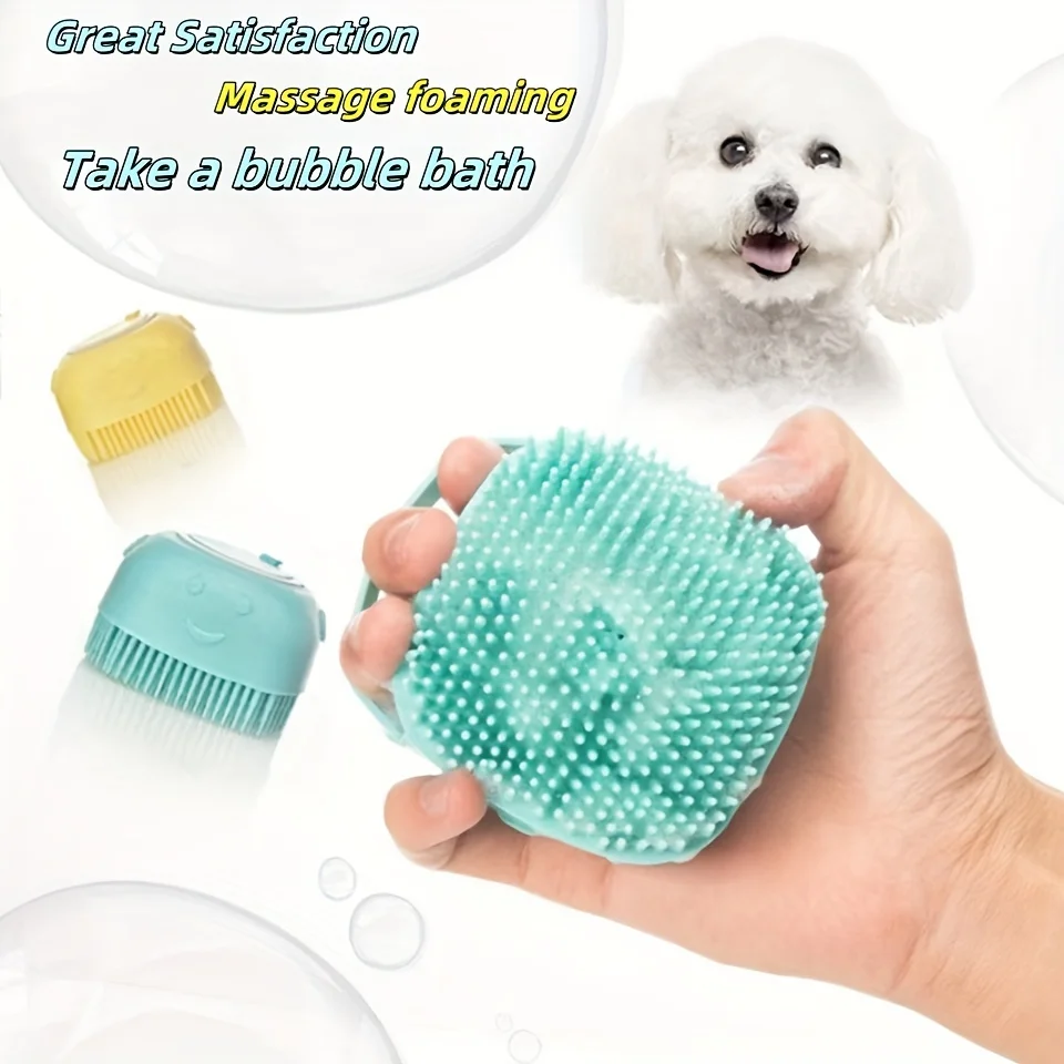 1 Stück Haustier-Bademassagebürste, Geeignet für Hunde und Katzen, mit Integriertem Duschgel-Spender, Nass- und Trockenbürste für Doppelnutzung – Detail 2